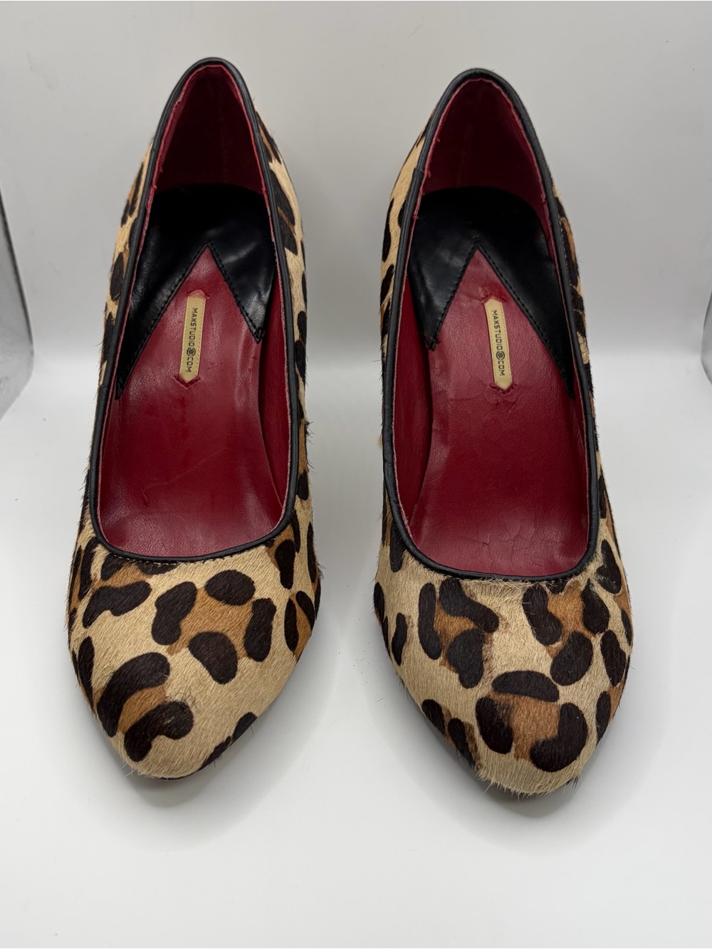 Max Studio Leopard Calf Hair Pumps with Red Interior